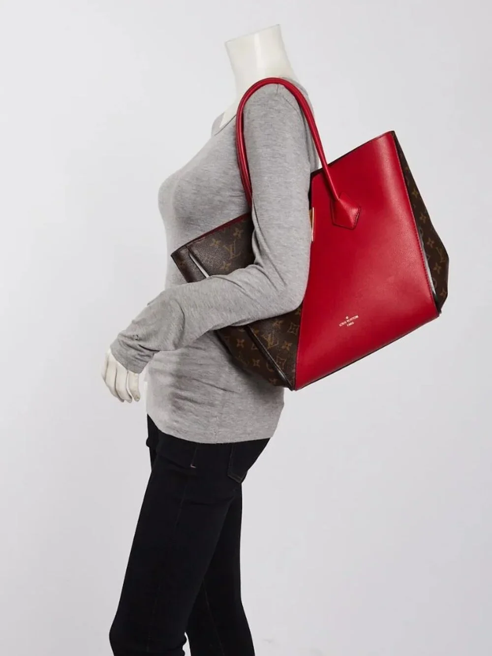 Louis Vuitton Monogram Canvas and Cerise Leather Kimono MM Tote Bag